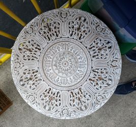 Large hand-carved boho aesthetic wood mandala wall decor statement piece