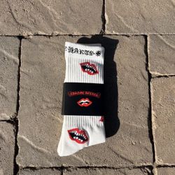 White Chrome heart Socks