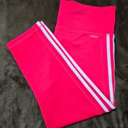Women's Adidas Pants Capris Cropped Stripes Red White Athletic Poly Large