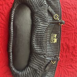 Coach Madison Sophia Black Gathered Leather Satchel handbag