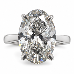 14k White Gold Solitaire Ring with 4.02Ct. Lab Grown Oval Diamond. (Size 5.75)