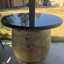 Wine Barrel With Top Stone