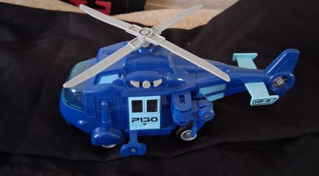 Blue Battery-Operated Military Helicopter