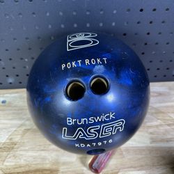 Vintage Brunswick 15lb Laser Blue Marbled Bowling Ball Drilled w/ Bag
