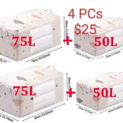 Big capacity storage bag / 4 packs in two sizes/ foldable/ water proof cloth material/ new with pack