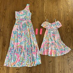 Lilly Pulitzer Mom Dress and Mini Daughter Matching Dress Multi Carnivale Coral