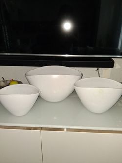 White Ceramic Bowl Set of 3