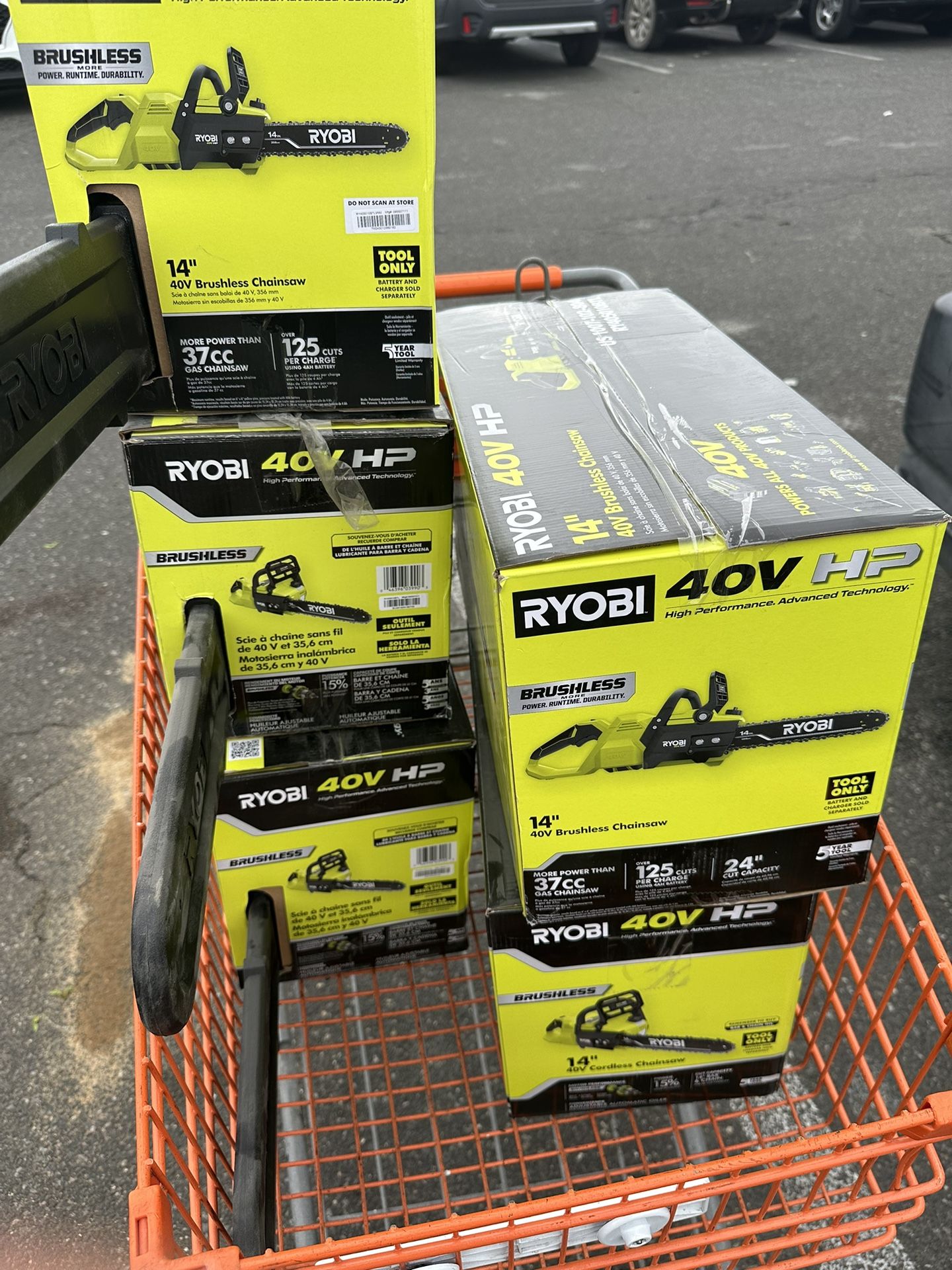 5x - RYOBI 40V HP Brushless 14 in. Battery Chainsaw (Tool Only)