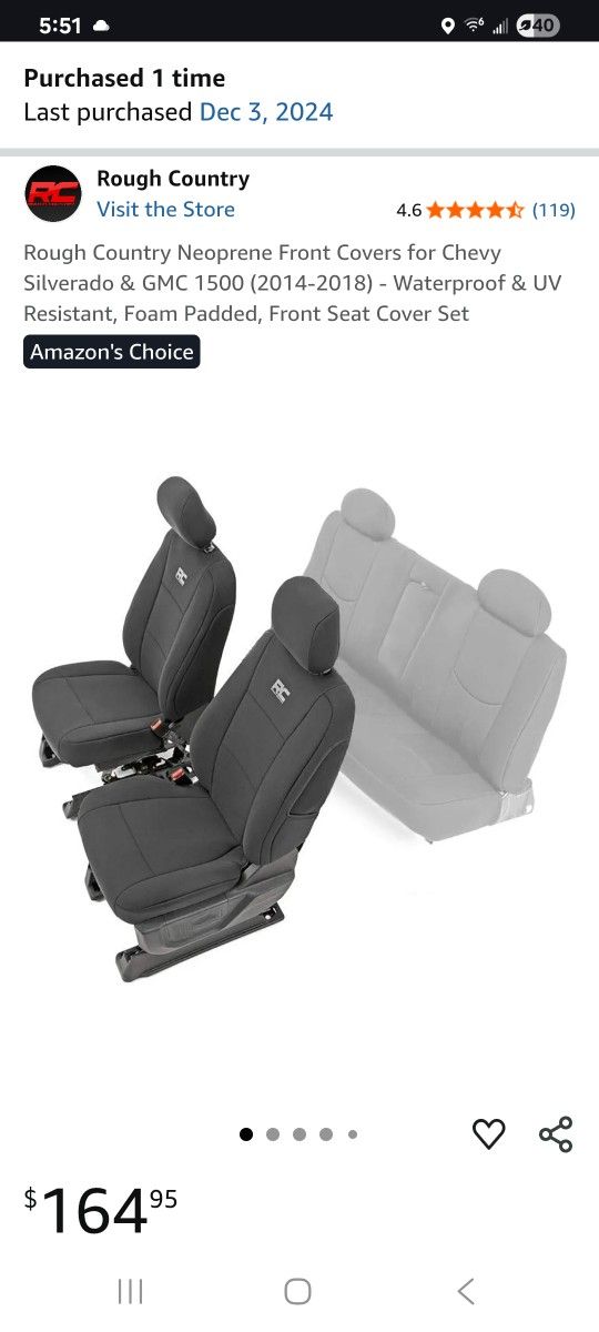 Seat Covers 14-18 Chevy Gmc 1500