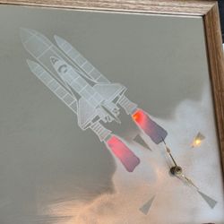 Space Shuttle Mirror Clock UNIQUE odd Wall Art WORKS NASA LIGHT Lamp ASTRONAUT