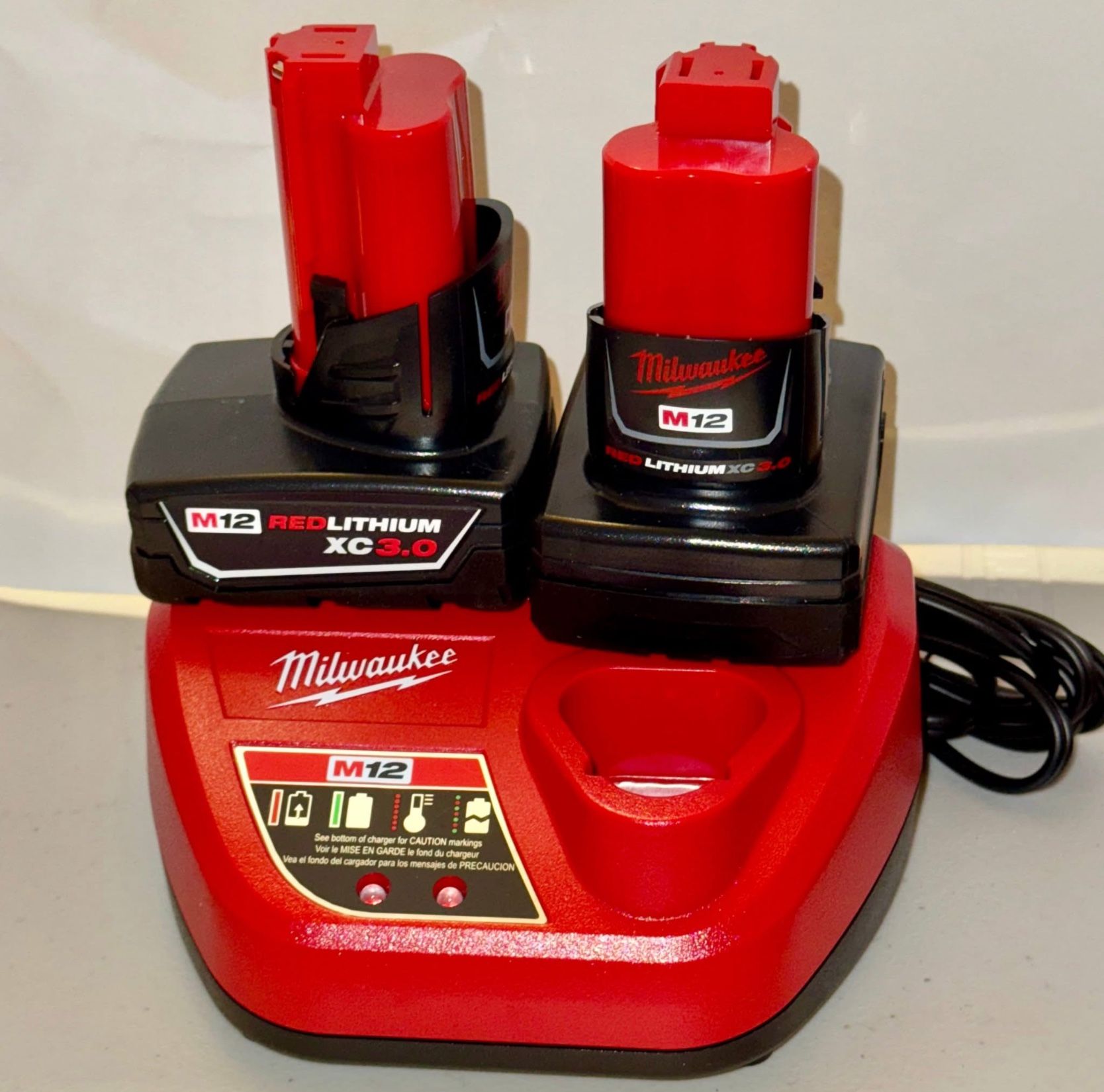 New Milwaukee M12 XC3.0 Batteries and Charger (48-59-2401, 48-11-2412)