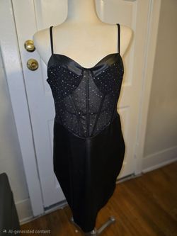 Black Rhinestone Mesh Corset Bodycon Mini Dress