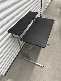 Two-Tier Black and Silver Computer Desk