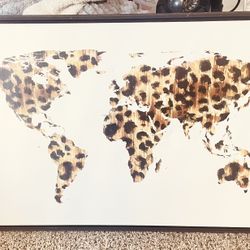 World map in animal print design, leopard pattern Canvas Print