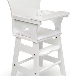 Badger Toys Doll High Chair with Padded Seat – White Rose