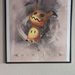 Pokemon Limited Edition Mimkyu  Poster And Frame