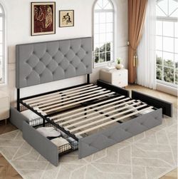 🛏️ Elegant Queen Storage Bed — Comfort Meets Functionality