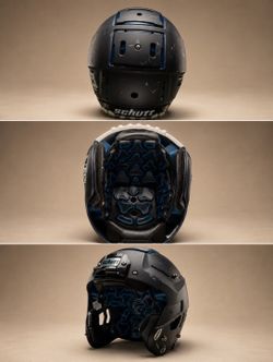 Schutt Open Face Football Helmet Black/Blue Large Foam Pad NOCSAE