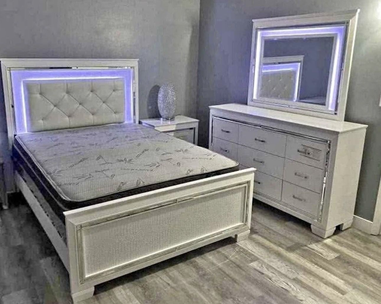 White led lights bedroom set 4 pcs new In Box 