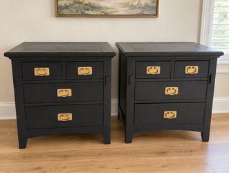 Pair of Dark Gray  Wood  Nightstands