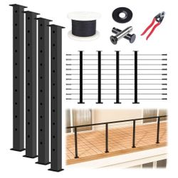 Muzata 15-20FT Modular Black Cable Railing