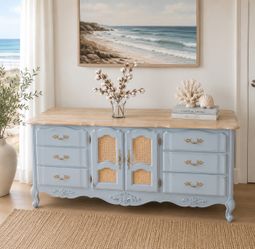 GORGEOUS Coastal Farm House CHIC Beachy Blue Dresser BOHO ✨