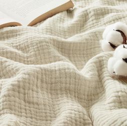 100% Cotton Muslin Throw Blanket Twin XL for Bed - 4-Layer Breathable and Lightweight Soft Gauze Mus