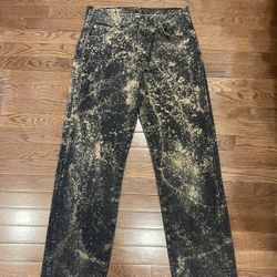 Men’s Custom distressed Black and cream bleach splatter denim jeans