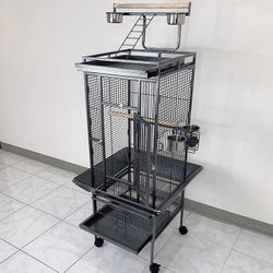 (Brand New) $130 Large 61” Tall Bird Cage with Rolling Stand Playtop for Parakeets Parrots Conures Cockatiel