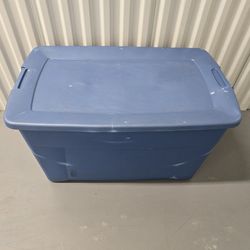 Blue Plastic Storage Bin with Lid