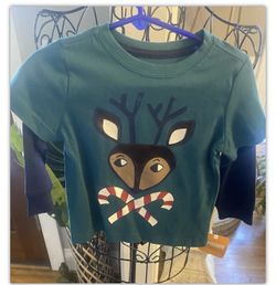 NWT Gymboree Toddler Boys SZ 12-18 MOS Reindeer Candy Cane Top Shirt