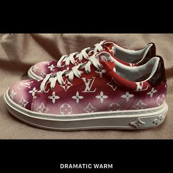Louis Vuitton time out monogram, tennis shoes, size 42 in red