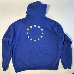 Vetements 2018 European Union Cotton Terry Hoodie Sz S Blue Oversized Fit