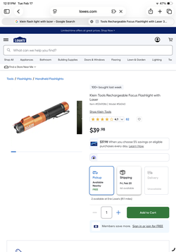 Klein flashlight with laser