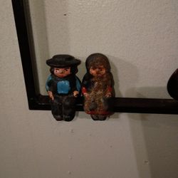 Antique Cast Iron Amish Hand painted Figurens 