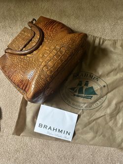 Brahmin Brown Croc-Embossed Leather Handbag