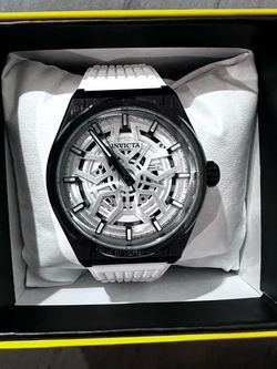 Invicta Skeleton Dial Watch White Rubber Strap