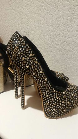 Black gold studded heels brand new