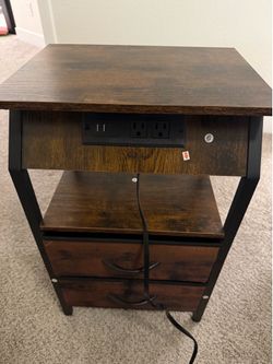 Side Table with Charging Station – 2 Drawers