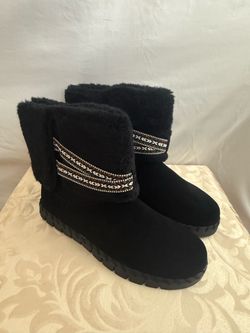 MUK LUKS Women’s Size 11 M Black Wool Blend Faux Fur Winter Boots New