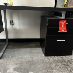  Brown Desk With File Cabinet