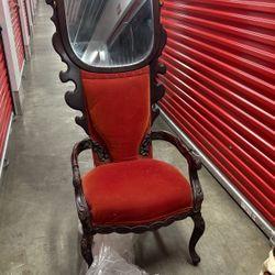 Antique Chair With Mirror Attached 