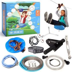 Hyponix 100'/150' Zipline Kits for Backyard for Adults / Kids - 100% Stainless Steel - Zip Line - Backyard Zipline Kit for Kids - Zipline Kit - Zip Li
