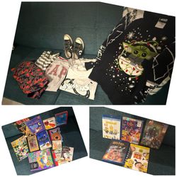 Boys clothes, kids books and movies