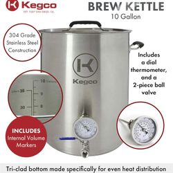 10 Gallons 304 Stainless Steel Brew Kettle