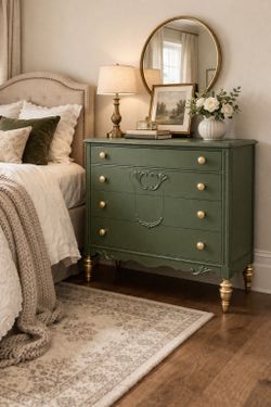 Green And Gold Beautiful  Tall Dresser