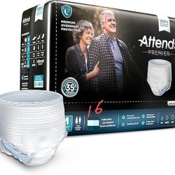 Attends Premier Adult Incontinence SmartCool® Underwear, Medium (44"--58”）16Count] - Overnight Absorbency for Men and Women, Disposable Pull-On Diap