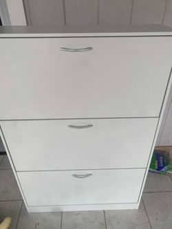 3 Tier PVC Shoe Cabinet for Entryway Modern Shoe Storage Rack with Flip Drawers