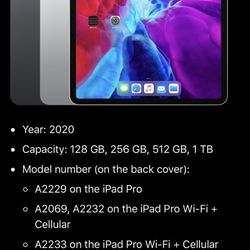 iPad Pro 12.9 4th Gen (2020) WiFi + Cellular Space Gray 256GB