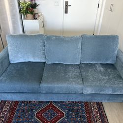 Living Spaces Bradley Sofa + Loveseat Set (Denim Blue)